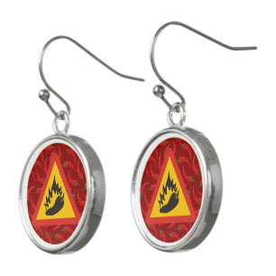 Hot pepper danger sign earrings