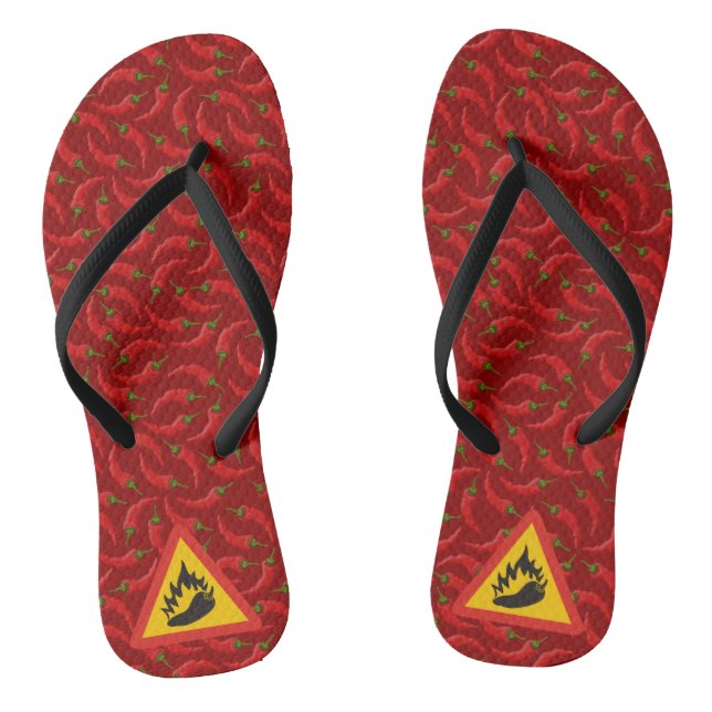 Hot pepper danger sign flip flops (Footbed)