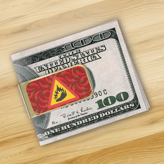 Hot pepper danger sign gold finish money clip (Creator Uploaded)
