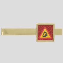 Hot pepper danger sign gold finish tie bar