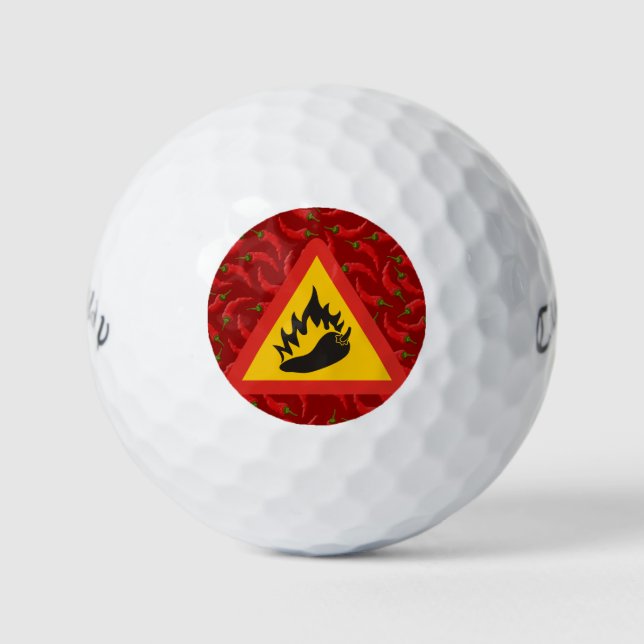 Hot pepper danger sign golf balls (Front)