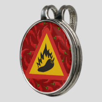 Hot pepper danger sign golf hat clip