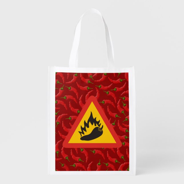 Hot pepper danger sign grocery bag (Front)