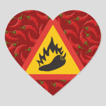 Hot pepper danger sign heart sticker