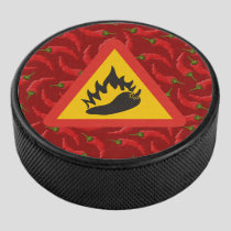 Hot pepper danger sign hockey puck