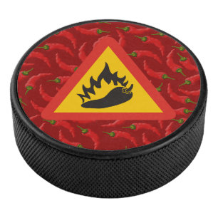 Hot pepper danger sign hockey puck