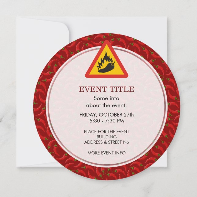 Hot Pepper Danger Sign Invitation (Back)