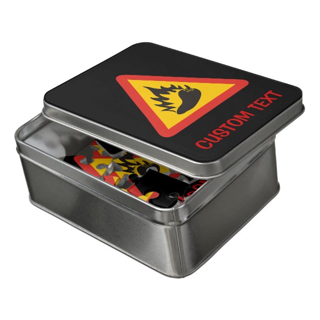 Hot pepper danger sign jigsaw puzzle (Lid Open)