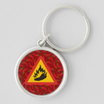 Hot pepper danger sign keychain
