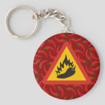 Hot pepper danger sign keychain