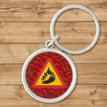 Hot pepper danger sign keychain