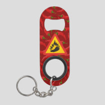 Hot pepper danger sign keychain bottle opener