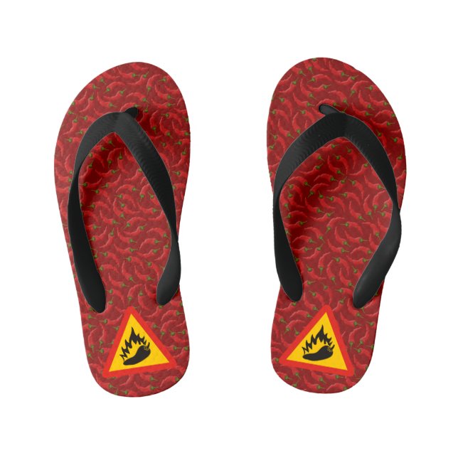Hot pepper danger sign kid's flip flops (Footbed)