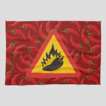 Hot pepper danger sign kitchen towel