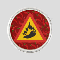 Hot pepper danger sign lapel pin