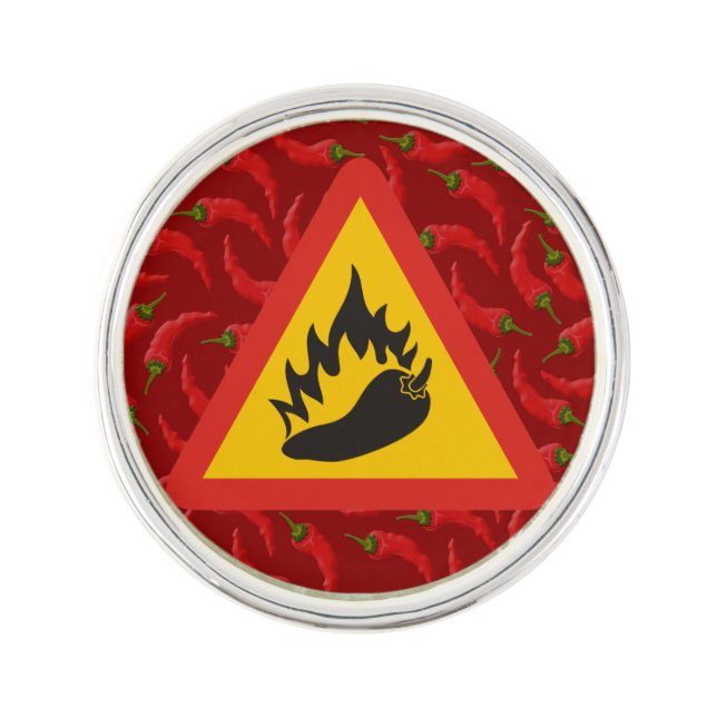 Hot pepper danger sign lapel pin (Front)