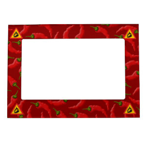 Hot pepper danger sign magnetic photo frame