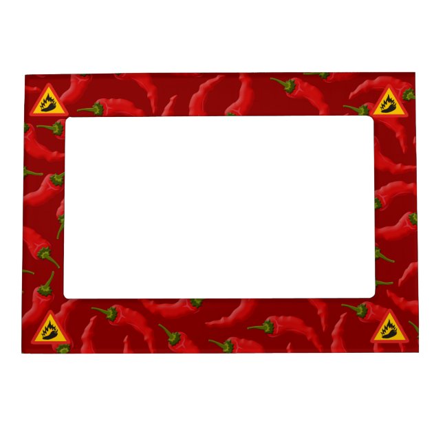 Hot pepper danger sign magnetic photo frame (Front)