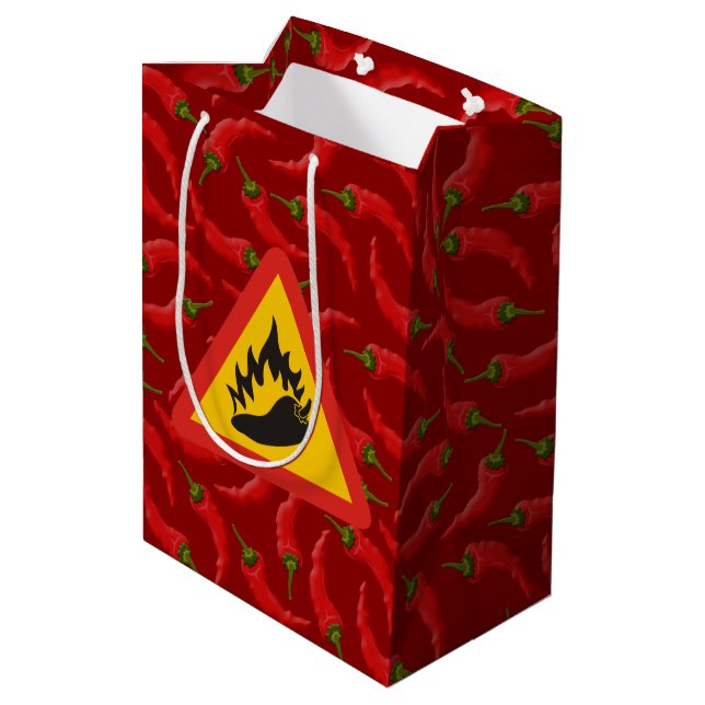 Hot pepper danger sign medium gift bag (Back Angled)