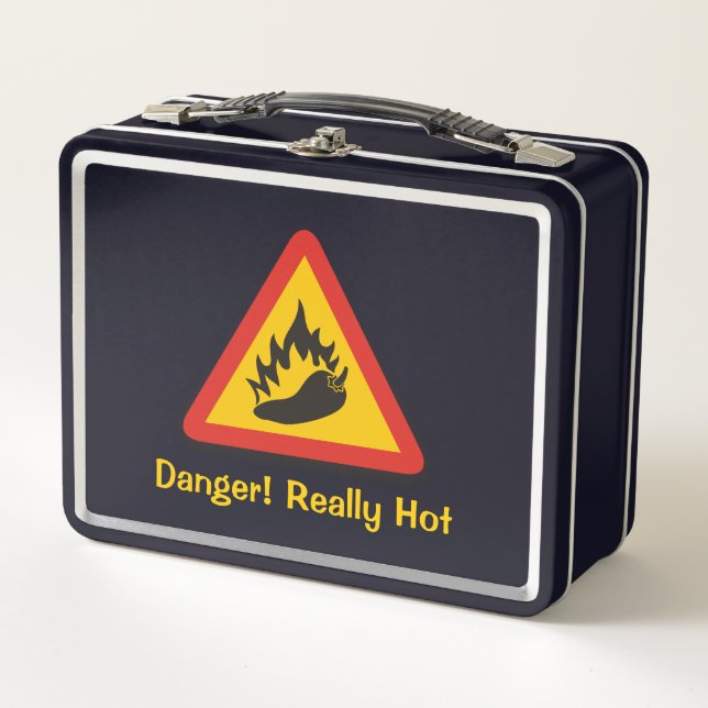 Hot Pepper Danger Sign Metal Lunch Box (Front)