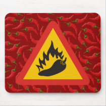 Hot pepper danger sign mouse pad