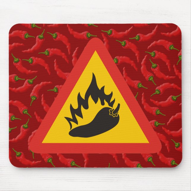 Hot pepper danger sign mouse pad (Front)