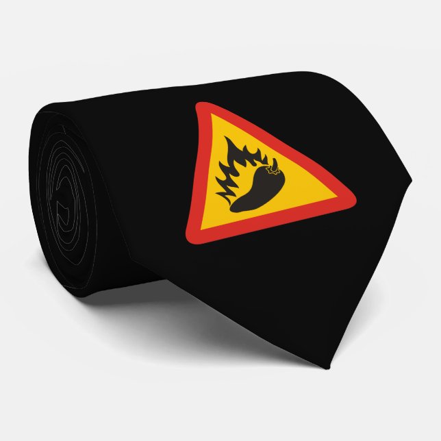 Hot pepper danger sign neck tie (Rolled)