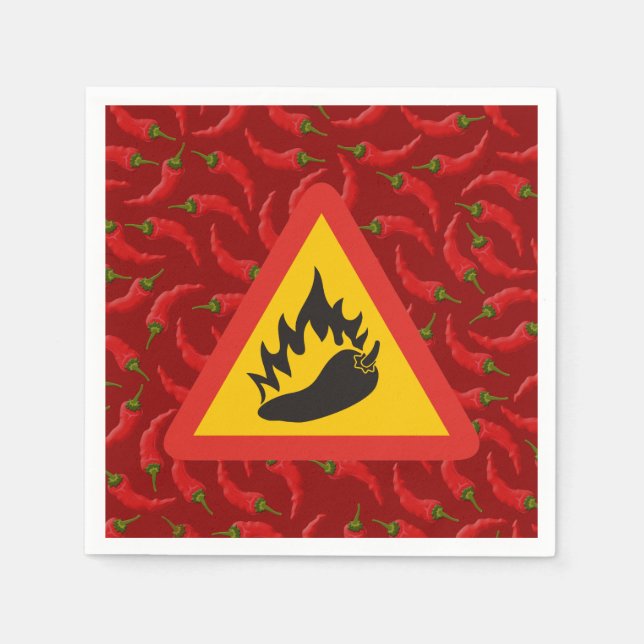 Hot pepper danger sign paper napkins (Front)