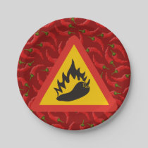 Hot pepper danger sign paper plates