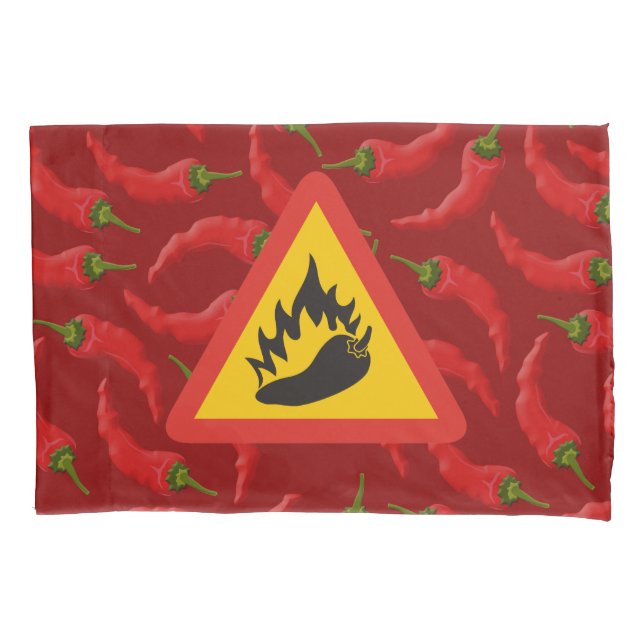 Hot pepper danger sign pillow case (Front)