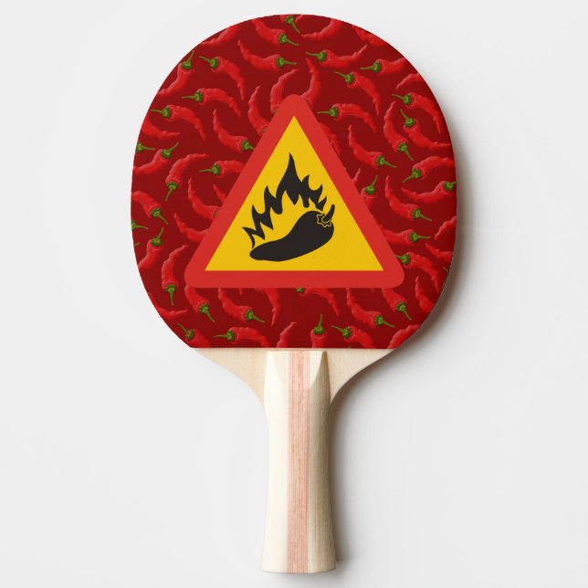 Hot pepper danger sign Ping-Pong paddle (Front)