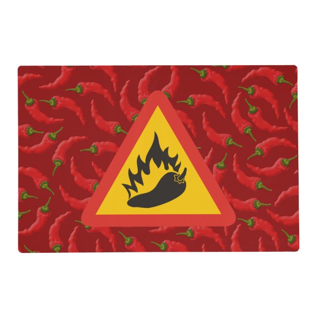 Hot pepper danger sign placemat (Front)