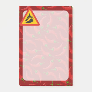 Hot pepper danger sign post-it notes