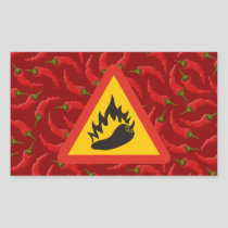 Hot pepper danger sign rectangular sticker