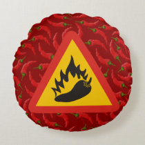 Hot pepper danger sign round pillow