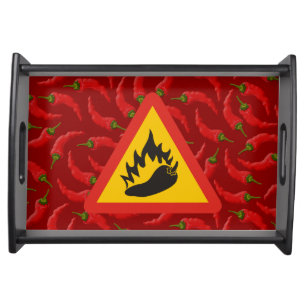 Hot pepper danger sign serving tray