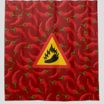 Hot pepper danger sign shower curtain