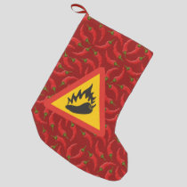Hot pepper danger sign small christmas stocking