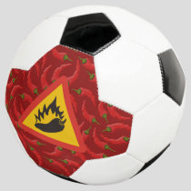 Hot pepper danger sign soccer ball