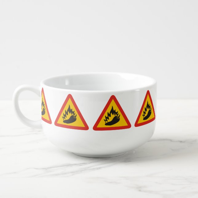 Hot pepper danger sign soup mug (Right)