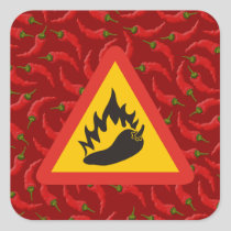 Hot pepper danger sign square sticker