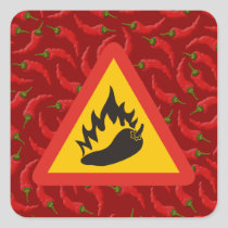 Hot pepper danger sign square sticker