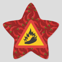 Hot pepper danger sign star sticker