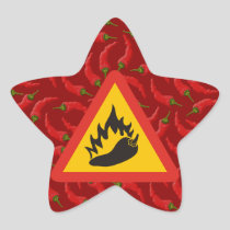 Hot pepper danger sign star sticker