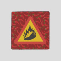 Hot pepper danger sign stone magnet