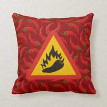 Hot pepper danger sign throw pillow
