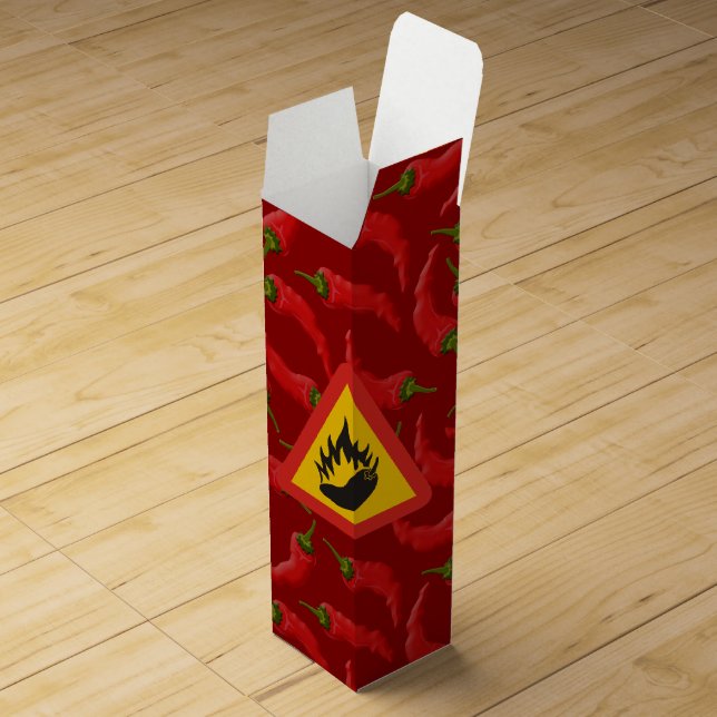 Hot pepper danger sign wine gift box (Opened)