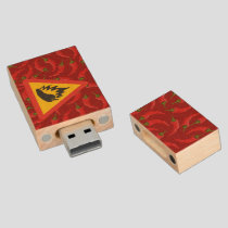 Hot pepper danger sign wood flash drive