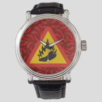 Hot pepper danger sign wristwatch