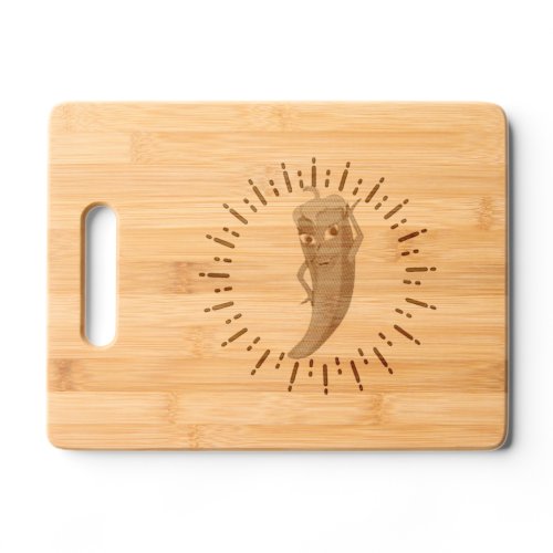 Hot Pepper Diva With Vintage Sunburst Drawing Cutting Board